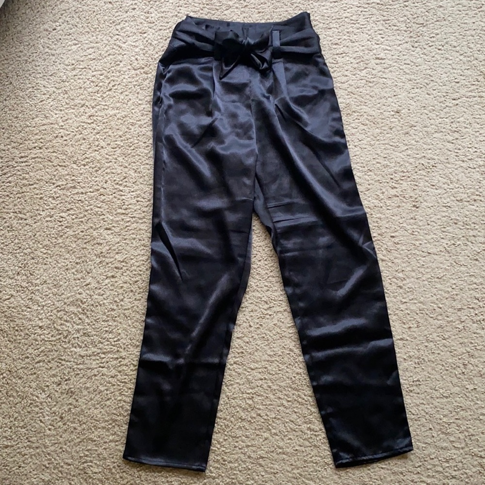 Straight leg silk trousers